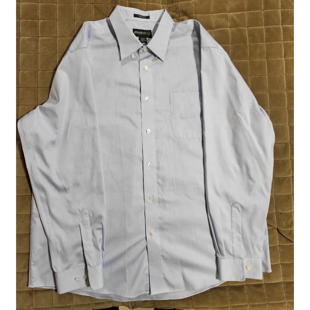Eddie Bauer Shirt Mens XL Blue Wrinkle Free Classic Fit Long Sleeve Button Up